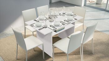 Table extensible Dmora Lavanda, Table à manger pliante, Console extensible polyvalente, Made in Italy, Cm 120x70h75, Blanc 1