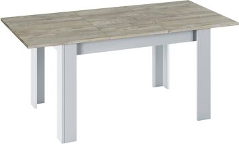 Table extensible Dmora Midland, Table de salle à manger extensible, Table à manger extensible avec rallonge, cm 140/190x90h78, Chêne gris et blanc 4