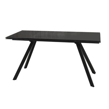 Dmora Table extensible moderne avec plateau en verre trempé, Made in Italy, 160 (jusqu'à 240) x 90 x 76 cm, Couleur noire 3