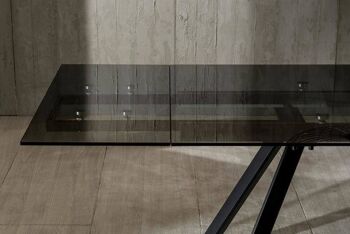 Dmora Table extensible moderne avec plateau en verre trempé, Made in Italy, 160 (jusqu'à 240) x 90 x 76 cm, Couleur noire 5