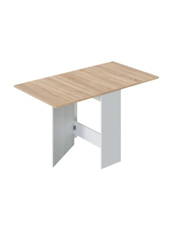 Table extensible Dmora Toledo, Table à manger pliante avec plateau rabattable, Table auxiliaire pliante, cm 77x31h78, Blanc et Chêne 2