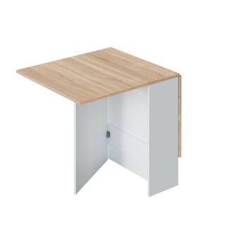 Table extensible Dmora Toledo, Table à manger pliante avec plateau rabattable, Table auxiliaire pliante, cm 77x31h78, Blanc et Chêne 5