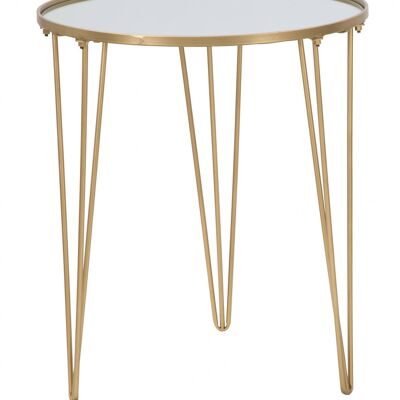 Dmora Tavolo da caffè rotondo, in metallo dorato, con piano in specchio, colore oro, Misure 50 x 58,5 x 50 cm