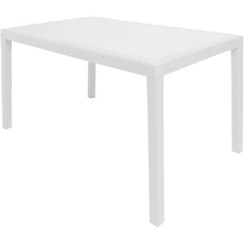 Table d'extérieur Dmora Portici, Table à manger rectangulaire, Table de jardin polyvalente, 100% Made in Italy, Cm 150x90h72, Blanc 1