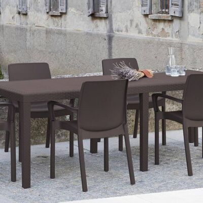 Dmora Tavolo da esterno Roma, Tavolo rettangolare allungabile da pranzo, Tavolo da giardino estensibile multiuso, 100% Made in Italy, Cm 150x90h72, Marrone