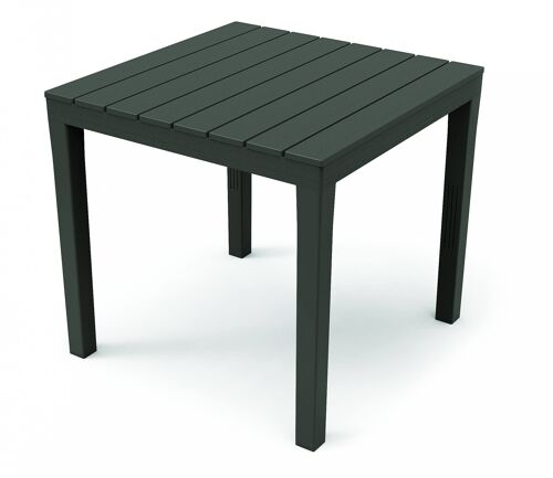 Dmora Tavolo da esterno Vicenza, Tavolo quadrato effetto legno, Tavolino da giardino multiuso, 100% Made in Italy, Cm 78x78h72, Antracite