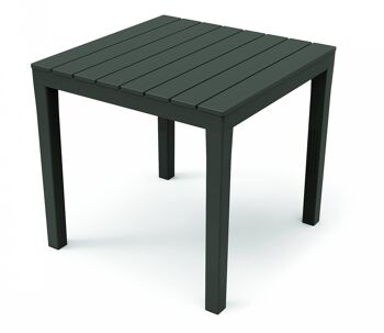 Dmora Table d'extérieur Vicenza, Table effet bois carrée, Table de jardin polyvalente, 100% Made in Italy, Cm 78x78h72, Anthracite 1