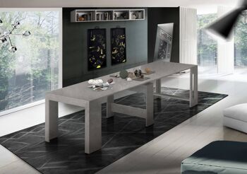 Dmora Table à manger moderne, Made in Italy, Console extensible jusqu'à 12 places, avec support d'extension, cm 51/300x90h77 Ash Grey