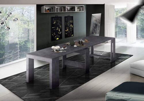 Dmora Tavolo da pranzo moderno, Made in Italy, Consolle allungabile fino a 12 posti, con portallunghe, cm 51/300x90h77, Grigio Ardesia