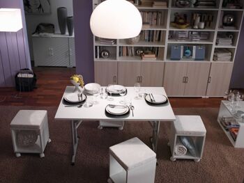 Table fixe Dmora Arnica, Table de camping avec pieds en métal pliants, Table à manger polyvalente moderne, Made in Italy, Cm 125x75h80, Blanc 1