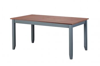 Dmora Table en pin massif avec structure peinte en gris et plateau marron, 160x90x75 cm 1