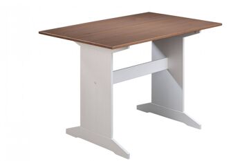 Table Dmora en pin massif peint en blanc, avec plateau marron, 110x70x75 cm 1