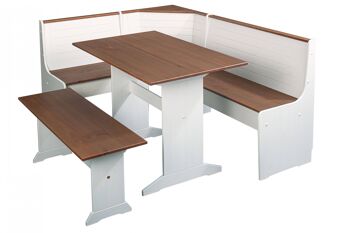 Table Dmora en pin massif peint en blanc, avec plateau marron, 110x70x75 cm 6