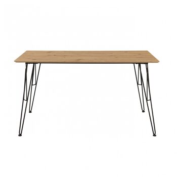Table moderne Dmora, avec structure en métal et plateau en mdf stratifié chêne, 140x80x75 cm 3
