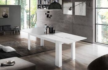 Table de salle à manger extensible Dmora, Made in Italy, Table moderne avec rallonges, Console extensible, cm 120/170x90h75, Blanc brillant 1