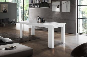 Table de salle à manger extensible Dmora, Made in Italy, Table moderne avec rallonges, Console extensible, cm 120/170x90h75, Blanc brillant 3