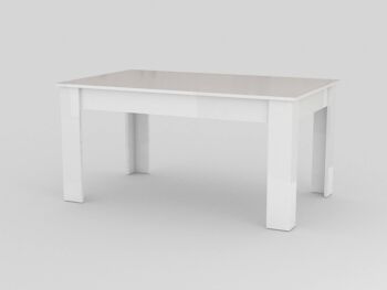 Table de salle à manger extensible Dmora, Made in Italy, Table moderne avec rallonges, Console extensible, cm 120/170x90h75, Blanc brillant 4