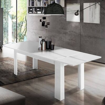 Dmora Tavolo per sala da pranzo estensibile, Made in Italy, Tavolo moderno con allunghe, Consolle allungabile, cm 140/190x90h75, Bianco lucido