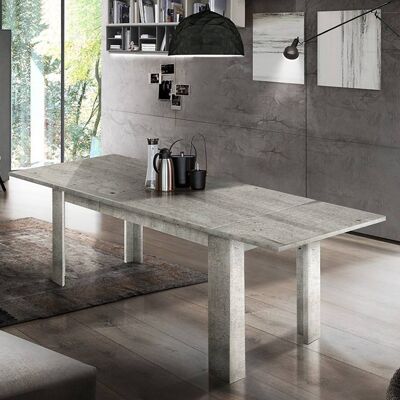 Dmora Tavolo per sala da pranzo estensibile, Made in Italy, Tavolo moderno con allunghe, Consolle allungabile, cm 140/190x90h75, Cemento