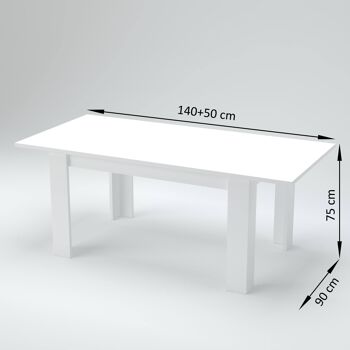 Table de salle à manger extensible Dmora, Made in Italy, Table moderne avec rallonges, Console extensible, cm 140/190x90h75, Orme nacré 4