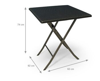 Dmora Table pliante d'extérieur effet rotin, Table pliante pour balcon, Table de jardin carrée, cm 62x62h74, couleur Noir 4