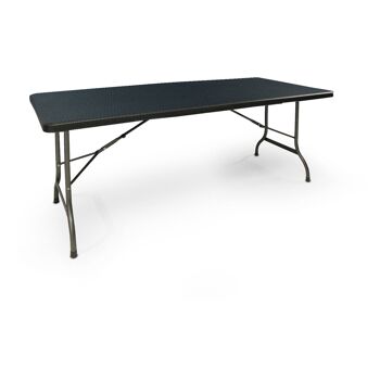 Table pliante rectangulaire Dmora, couleur noire, cm 180 x 75 x h74 1