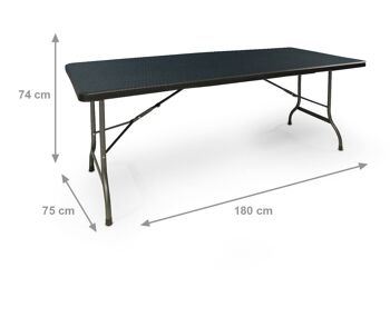 Table pliante rectangulaire Dmora, couleur noire, cm 180 x 75 x h74 2