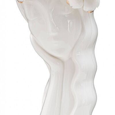 Dmora Vaso elegante in porcellana, colore bianco, con decorazioni dorate, Misure 13 x 29 x 15 cm