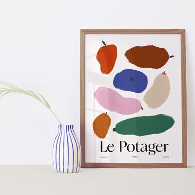 25 Wandposter „Le potager“, Format A4/A3, minimalistische und farbenfrohe Illustrationen