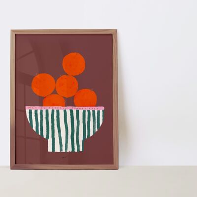 25 Wandposter „Bowl of Oranges“, Format A4/A3, minimalistische und farbenfrohe Illustrationen