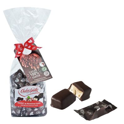 Montélimar nougat coated dark chocolate in 200G bag