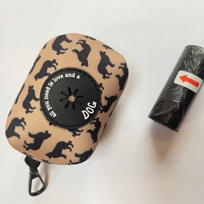 Border Collie Dispenser per sacchetti di cacca personalizzati Soft Touch Neoprene con sacchetti di cacca GRATUITI