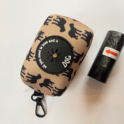 Border Terrier Personalisierter Kotbeutelspender aus weichem Neopren mit KOSTENLOSEN Kotbeuteln