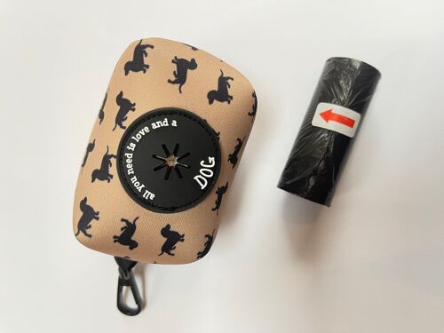 Dachshund Personalised Poo Bag Dispenser Soft Touch Neoprene with FREE Poo Bags