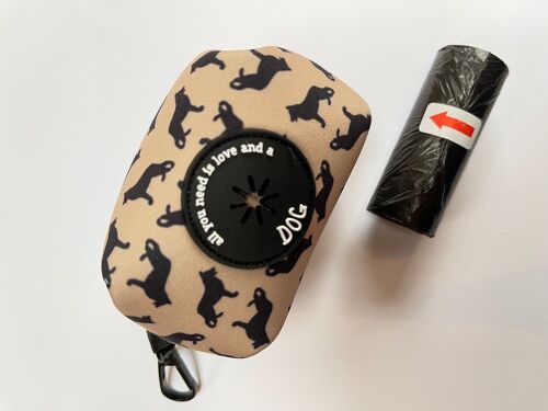 German Shepherd Personalised Poo Bag Dispenser Soft Touch Neoprene with FREE Poo Bags