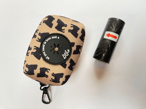 Pug Personalised Poo Bag Dispenser Soft Touch Neoprene with FREE Poo Bags