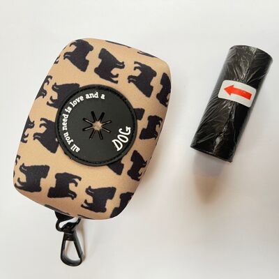 Dispenser per sacchetti di cacca personalizzato Pug Soft Touch Neoprene con sacchetti di cacca GRATUITI