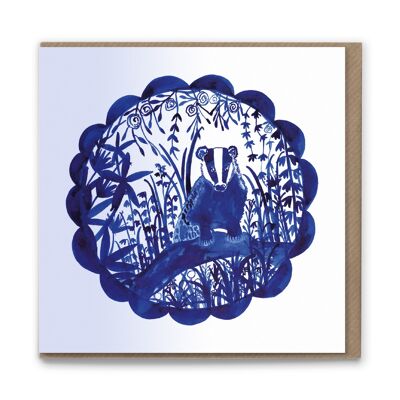 Tarjeta de felicitación en blanco de tejón Vida silvestre de lujo ecológico