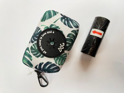 Palm Leaves Personalised Poo Bag Dispenser Soft Touch Neoprene with FREE Poo Bags