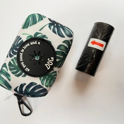 Palm Leaves Personalised Poo Bag Dispenser Soft Touch Neoprene with FREE Poo Bags