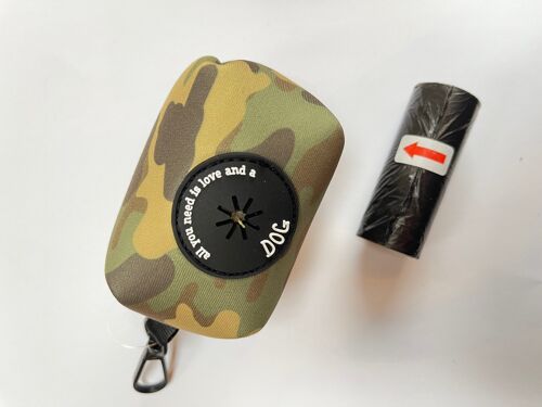 Camo Personalised Poo Bag Dispenser Soft Touch Neoprene with FREE Poo Bags