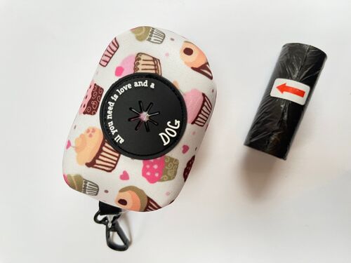 Cupcake Personalised Poo Bag Dispenser Soft Touch Neoprene with FREE Poo Bags