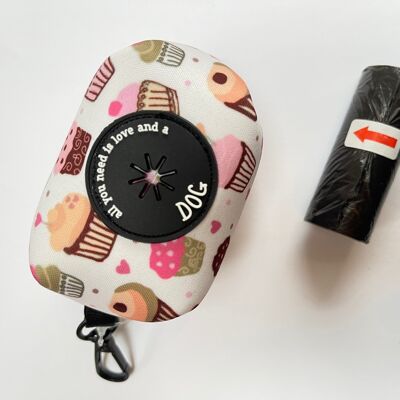 Cupcake Personalised Poo Bag Dispenser Soft Touch Neoprene with FREE Poo Bags