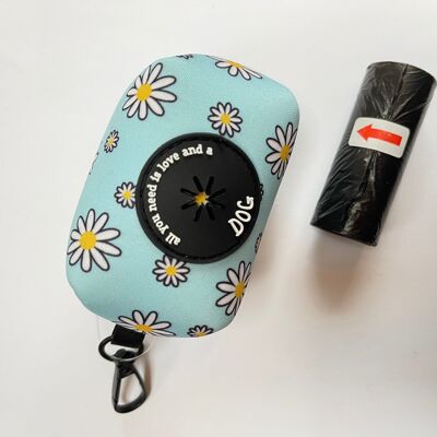 Dispensador de bolsas para caca personalizado Daisy de neopreno suave al tacto con bolsas para caca GRATIS
