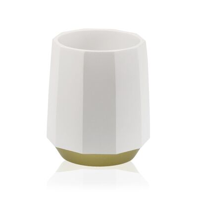 VASO CEPILLOS BLANCO Y ORO 20330510