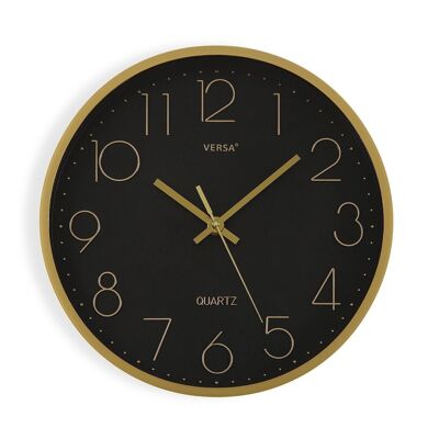 RELOJ DE PARED NEGRO/DORADO 20551104