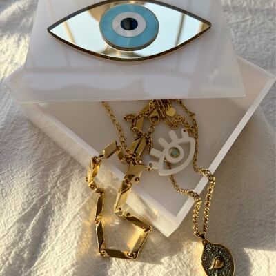 Evil Eye Jewelry Box Plexiglass, Jewelry Organiser, Jewelry Case, Rectangular Bijoux Box, Trinket Box, Ring Box, Made in Greece.