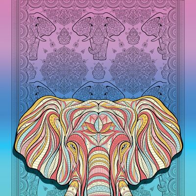 Drap de plage "Elephant", brillamment imprimé, 76 x 152 cm