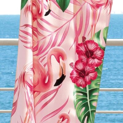 "Flamingo" beach towel, brilliantly printed, 76 x 152 cm