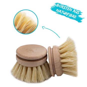 Lot de 4 têtes interchangeables universelles pour brosse à vaisselle | FSC & fabriqué en Allemagne 2